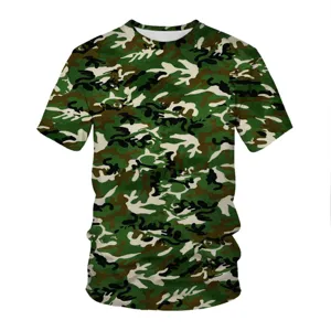 Summer men short sleeve t shirt 3D digital print camouflage round neck casual top size