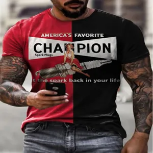 Men color block t-shirt vintage graphic print casual round neck short sleeve tee