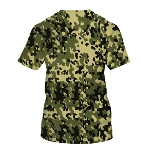 Men summer short sleeve T-shirt with 3D camo print, loose crewneck casual daily wear.
