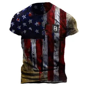 Men's Independence Day 3D Printed Short Sleeve T-Shirt Summer Casual Streetwear Crew Neck Polyester Pullover Top