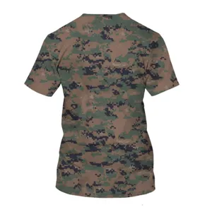 Detailed view of the men's tactical digital camo short-sleeve t-shirt back design.