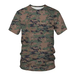 3d digital print camouflage short sleeve t shirt detailed view for men casual wear.