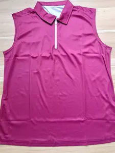 Polo sans manches uni pour homme haut d'été décontracté avec col à fermeture éclair.