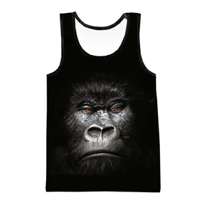 Canotta estiva nera da uomo con stampa gorilla 3D gilet sportivo fitness ad asciugatura rapida
