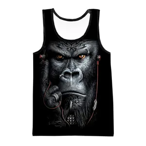 Canotta uomo stampata gorilla 3D estate sportiva smanicata t-shirt design unico cool.