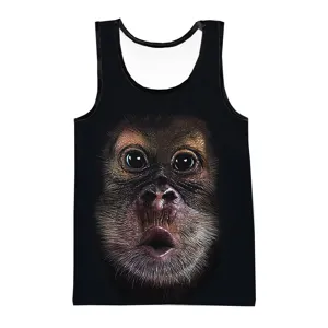 Canotta Estiva da Uomo alla Moda con Stampa 3D di Gorilla Scimmia Senza Maniche Asciugatura Rapida Gilet Casual per Palestra Sport