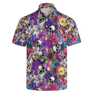 Men's Casual Plus Size Cartoon Print 3D Polo Shirt Short Sleeve Lapel Top