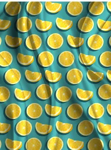 Men's quick dry beach shorts fabric detail with 3d lemon fruit print summer style