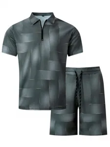 Men Summer Short Sleeve Polo Shirt and Shorts Set Casual Athletic Two-Piece Outfit