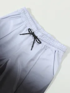 Gradient athletic shorts men summer casual activewear elastic drawstring waistband detail
