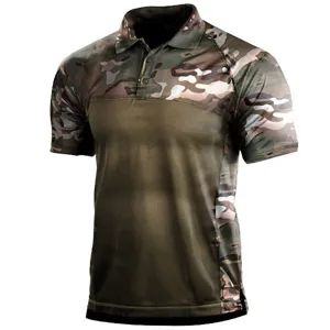 Polo Tactico Manga Corta Camuflaje Hombre Deporte Ocio Tops Verano Casual Camisa