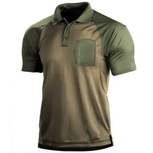 Polo táctico de hombre con bolsillo con cremallera, camiseta deportiva de exterior.