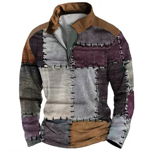 Ανδρικό Streetwear Μακρυμάνικο Μπλουζάκι Polo Πολυεστέρας 3D Ψηφιακό Τύπωμα Φερμουάρ Πέτο Casual Αθλητικό Top
