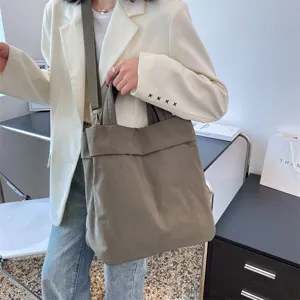 Women Large Capacity Nylon Tote Bag Casual Simple Solid Color Shoulder Crossbody Bag Fashion Commuter Handbag
