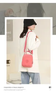 Women nylon crossbody bag casual shoulder bag pink lightweight multiuse handbag daily use