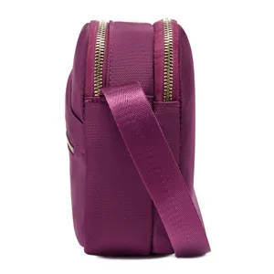Women nylon vertical crossbody bag casual mini shoulder bag phone pouch multiple zipper compartments