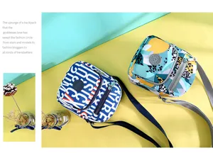 Stylish printed nylon crossbody bag with zipper, lightweight casual shoulder bag for daily use.