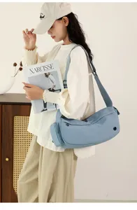 Korean style fashion nylon crossbody bag casual large capacity shoulder bag for women.