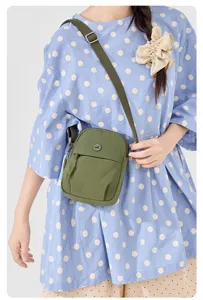 Green nylon crossbody bag lightweight casual small shoulder bag for women fashion daily