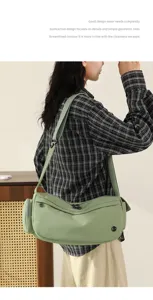 Green nylon crossbody bag casual shoulder bag large capacity commuter tote bag for women