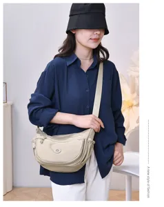 Women nylon shoulder bag casual crescent crossbody bag multi pocket fashion daily handbag