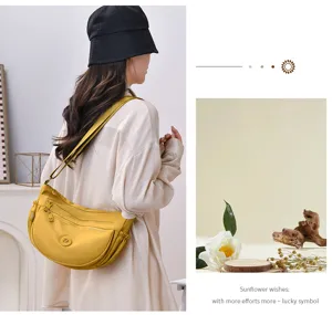 Nylon shoulder crossbody bag for women, multi-layer casual stylish everyday purse.