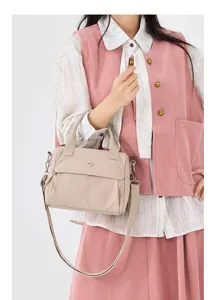 Women minimalist crossbody shoulder bag casual daily commuter handbag with top handle khaki.