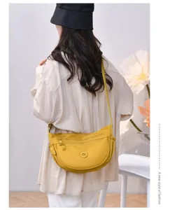 Women nylon crossbody shoulder bag, casual multi-pocket crescent dumpling fashion handbag.