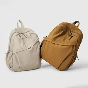 Casual versatile solid color backpack, large capacity travel school bag for men and women