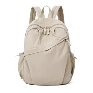 Casual solid color backpack lightweight travel school bag large capacity stylish daily commute