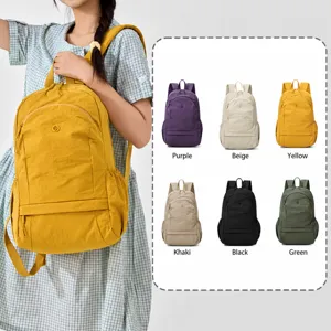 Casual Nylon Backpack For Women Lightweight School Bookbag Travel Daypack College Computer Bag With Multi Pockets