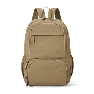 Casual nylon backpack for men and women, multi-pocket school bag for daily travel use.