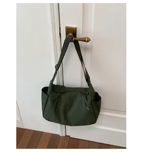 Puffy shoulder bag large capacity casual crossbody tote bag solid color daily commute bag