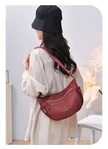 Women nylon shoulder bag casual multi-layer crossbody bag stylish retro hobo handbag