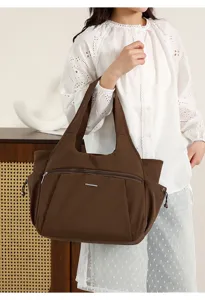 Μεγάλη νάιλον τσάντα shopper με πολλαπλές θήκες casual τσάντα ώμου για καθημερινή χρήση