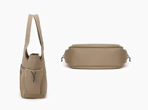 Μεγάλη νάιλον τσάντα shopper λεπτομέρεια πλευρά και πάτος, ταξιδιού πολλαπλών διαμερισμάτων.