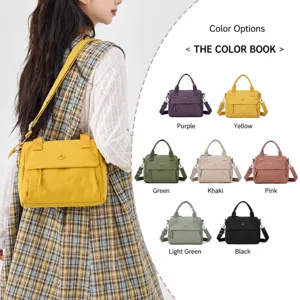 Women Casual Nylon Crossbody Bag Vintage Solid Color Lightweight Shoulder Bag Daily Commute Handbag With Multiple Pockets