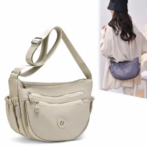 Women Fashion Nylon Shoulder Bag Casual Multi-Pocket Large Capacity Crossbody Bag Chic Underarm Daily Bag