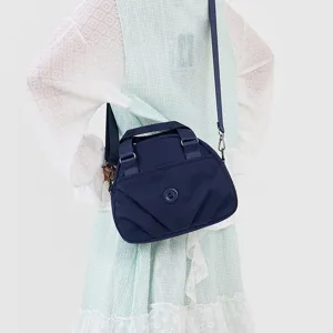 Women nylon crossbody bag casual lightweight multi-layer shoulder handbag dark blue commuter
