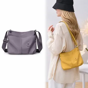 Casual nylon shoulder bag with multi-pockets, stylish lightweight crossbody bag for women.