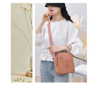 Casual multi-compartment nylon crossbody bag lightweight waterproof shoulder bag for women