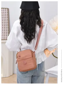 Casual nylon crossbody bag for women multi-compartment lightweight daily shoulder bag