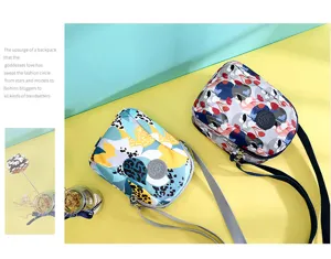 Floral print nylon mini crossbody bag, cute casual shoulder bag for women daily use.