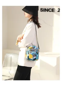 2024 new trendy nylon crossbody bag women casual printed mobile phone bag lightweight zipper bag