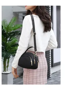 Stylish women canvas shoulder bag black crossbody casual handbag with adjustable strap for daily use