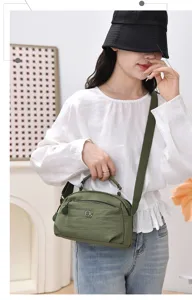 Casual nylon crossbody shoulder bag for women, multi-layer stylish daily travel purse.