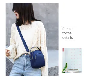 Compact nylon crossbody bag for women, lightweight single shoulder handbag with large capacity.