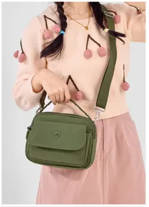 Women casual nylon crossbody bag with multi-pockets and adjustable shoulder strap daily use.