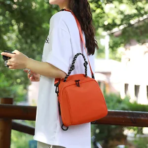 Orange waterproof nylon backpack stylish women casual multi-use shoulder bag travel daily use