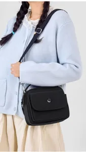Casual lightweight nylon crossbody bag, urban minimalist single shoulder bag for women spring style.